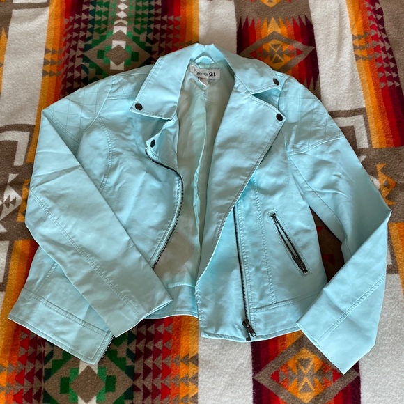 Forever 21 Jackets & Blazers - Forever 21 Leather Turquoise/ Teal Jacket